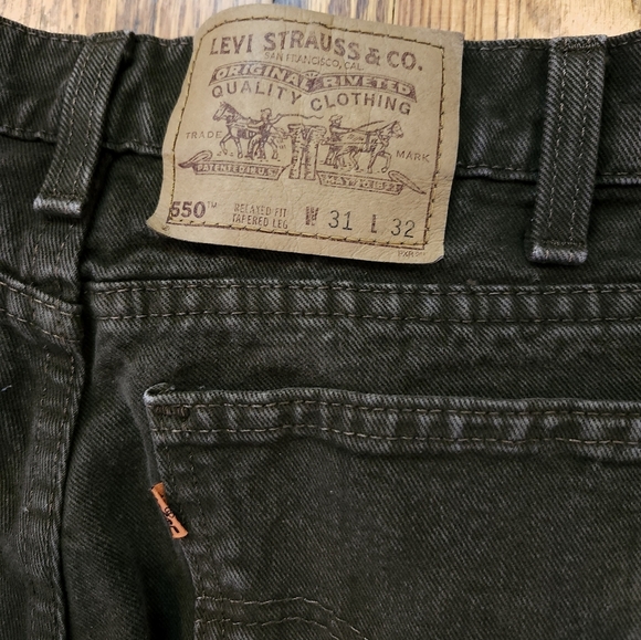 Levis Orange tab 90s 550 Mens Jeans Size 31 × 32 Green Relaxed Fit Tapered Leg - Picture 7 of 8
